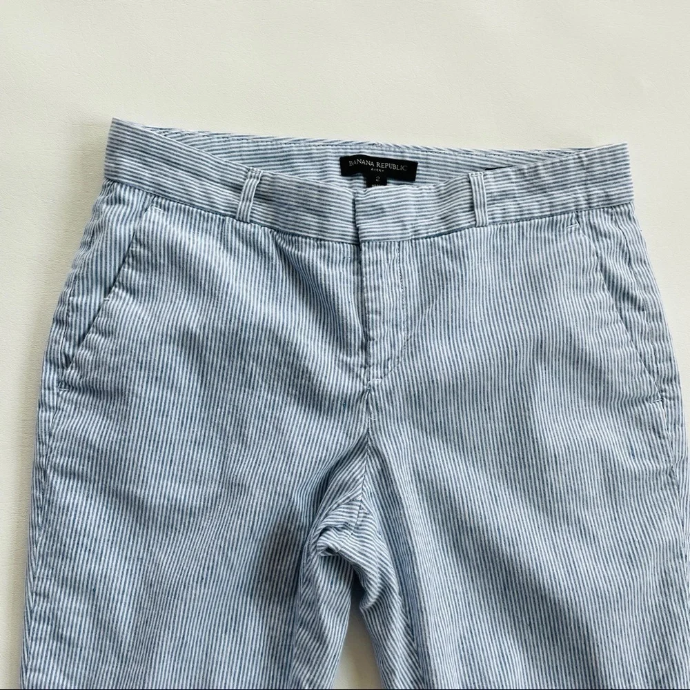 Banana Republic Light Blue Mini Stripe Avery Stretch Ankle Pants 2